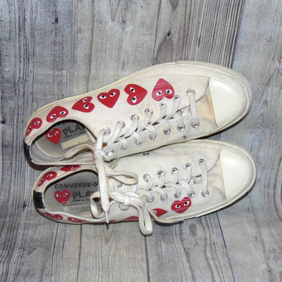 CONVERSE X PLAY Comme des Garçons Chuck 70 OX Multi Heart Sneakers Mens Size 11 - Picture 6 of 8